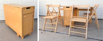 Space-saving Furniture Set Is A Butterfly Drop-leaf Dining Set, Designed To Store Its Own Folding Chairs