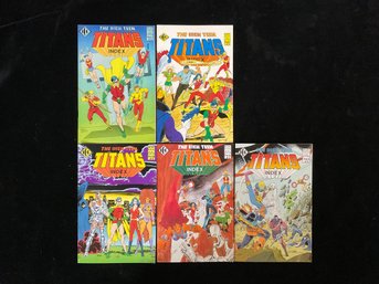 1985 Independent Comics Complete Set Of The Official Teen Titans Index #1-#5