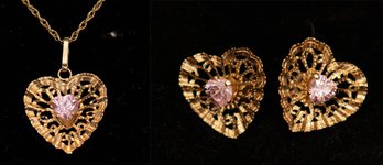 14k Gold Filigree Heart Jewelry, Often Branded As Beverly Hills Gold 1.96 Grams