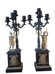 Gilt Age Bronze Greek God And Goddess Candlabra