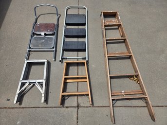A Collection Of Step Stools With A 6ft Ladder