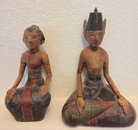 Vintage Indonesian Hand Carved Couple Statues