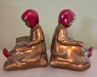 Pair Of Vintage Reading Girl Bookends