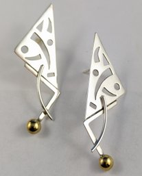 Taxco Cuernavaca Sterling Silver Vintage Modernist Earrings