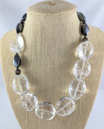 A Unique Necklace Design With Real Quartz Crystals Large Nuggets Sterling Silver And Hematite.