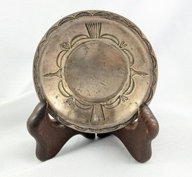Vintage Navajo Sterling Silver Stamped Trinket Dish Cir 1950s