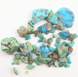 124.80 Ct Of Turquoise Rough Pieces With A Few Beads.