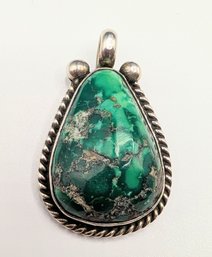 Sterling Silver Variscite Or Turquoise Pendant.
