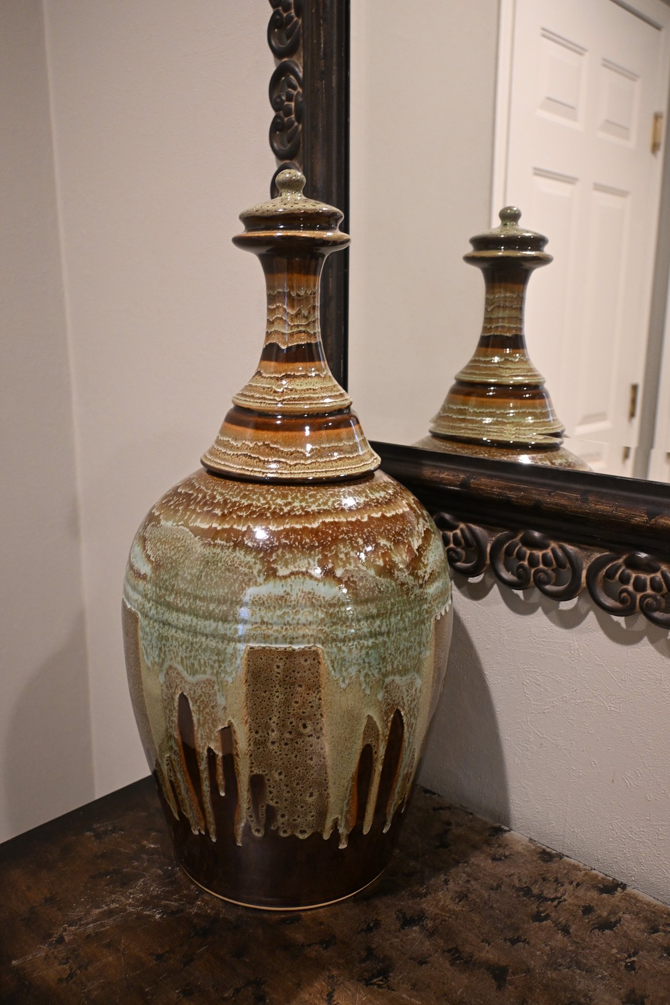 Vintage Studio Pottery Vase Drip Glaze Pattern Ceramic Jug #43918 ...