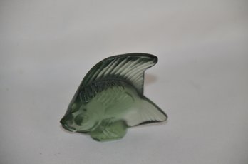 (#60) Lalique Small Angel Fish Green 2' Signed
