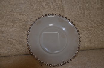 (#30B) Frosted Glass Silver Silver Beaded Trim Serving Platter 8'
