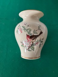 064) Lenox Serenade Medium Vase Featuring A Bird And Floral Motiff