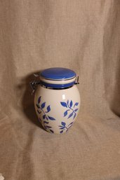 410) Ceramic Hand Painted Hinged Biscotti Jar (no Chips)