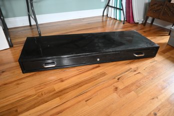 207) Black Metal Under Bed Safe Storage Drawer ( No Key, Still Looking For It)