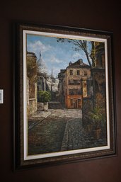81) Signed Euzl Framed French Charming Street Scene Style Painting