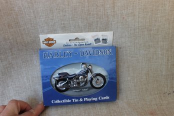 432)new In Box , Tin Of Harley-davidson Playing Cards (not Opened )