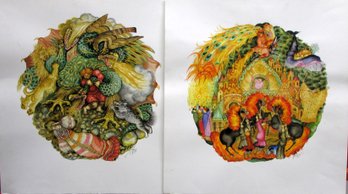 Group Of Eight Russian Lithographs Of Folktales.