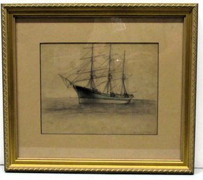 Edward A Page Pen Sketch Of A Schooner