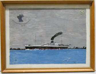 Oil On Board Of A Transport Ship, Newfoundland Regiment 1919