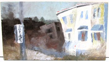 Oil On Board Of A City Landscape, Possibly Japanese