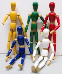 Group Of Five Painted Wood Artist Models
