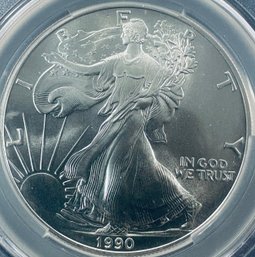 1990 SILVER AMERICAN EAGLE $1 99.9 FINE SILVER COIN- CAC CERTIFIED MS69