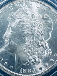 1884-CC CARSON CITY -BU/ BRILLIANT UNCIRCULATED MORGAN SILVER DOLLAR -IN PLASTIC CASE