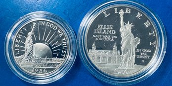 1986 US STATUE OF LIBERTY SILVER DOLLAR COMMEMORATIVE COINS - SILVER DOLLAR & CLAD HALF DOLLAR-NO BOX OR COA