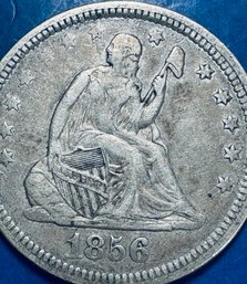 1856 SEATED LIBERTY SILVER QUARTER COIN