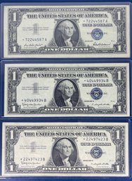 LOT OF (3) US SILVER CERTIFICATES -1957 SERIES-BLUE SEAL - US CURRENCY- MINT CONDITION - ALL STAR NOTES!