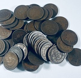 LOT (50) INDIAN HEAD CENT PENNY COINS