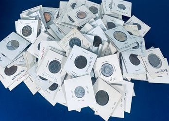 LOT (100) FOREIGN COINS IN FLIPS - AMAZING SELECTION OF COUNTRIES