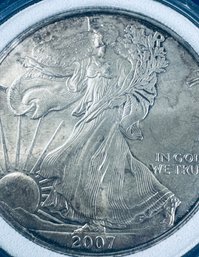 2007 SILVER AMERICAN EAGLE PROOF .999 ONE TROY OUNCE DOLLAR COIN - IN PLASTIC CAPSULE