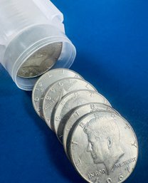 TUBE 0F (20) 40 PERCENT SILVER KENNEDY HALF DOLLAR COINS