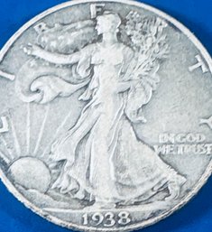 1938-D WALKING LIBERTY SILVER HALF DOLLAR COIN- KEY DATE!