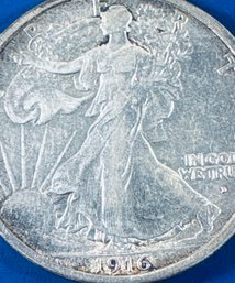 1916-D WALKING LIBERTY SILVER HALF DOLLAR COIN- KEY DATE!