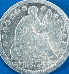 1854 SEATED LIBERTY SILVER HALF DIME - W/ ARROWS
