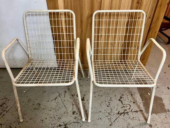 Stackable White Metal Patio Chairs