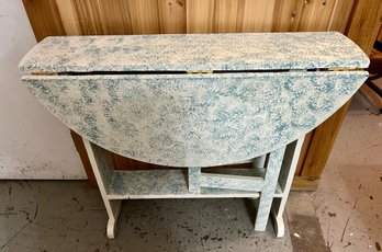 Blue And White Sponge Painted Drop Leaf Table