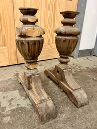 Pair Of Antique Wooden Table Legs