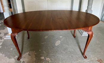 Queen Anne Style Oval Ethan Allen Expandable Dining Room Table With Cabriolet Legs And An Additional Leaf