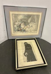 Framed Prints By Polish-Israeli Artist Moshe Bernstein And English Satirical Artist Thomas Rowlandson