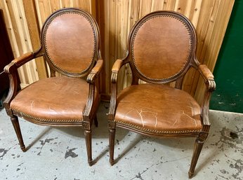 Pair Of Vintage French Style Armchairs With Cameo Backs