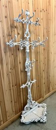 White Victorian Style Cast Iron Hall Tree With Space For Umbrellas/canes