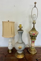 Three Decorative Tabletop Lamps