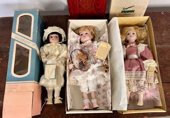 Three Vintage Porcelain Dolls