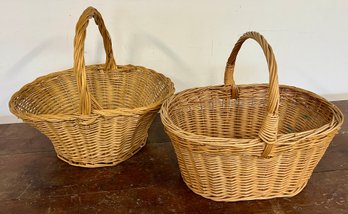 Two Wicker Baskets With Handles