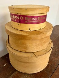 Three Round Wooden Cheese Boxes