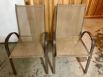 Pair Of Stackable Mesh Sling Patio Chairs