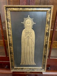 Framed Brass Rubbing Print Of Eleanor De Bohun, Dutchess Of Gloucester